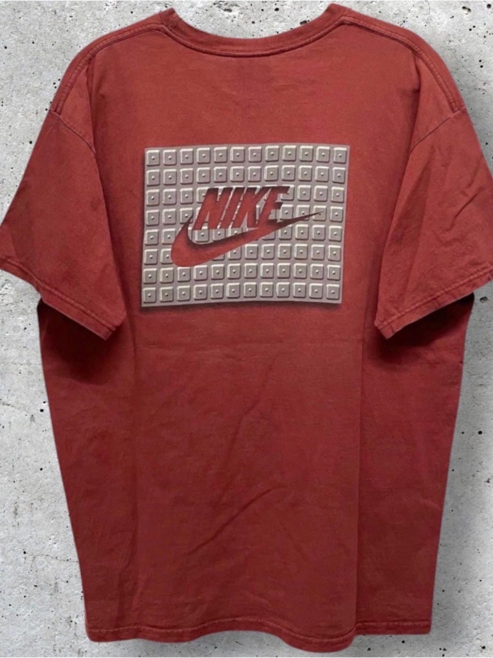 Vintage 90s Nike Faded Red Box Logo Textured T-Shirt // L